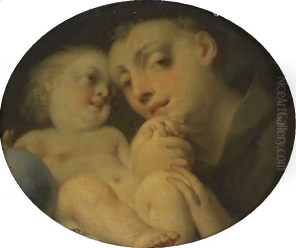 The Infant Christ With Saint Anthony Of Padua Oil Painting by Giovanni Battista Tagliasacchi