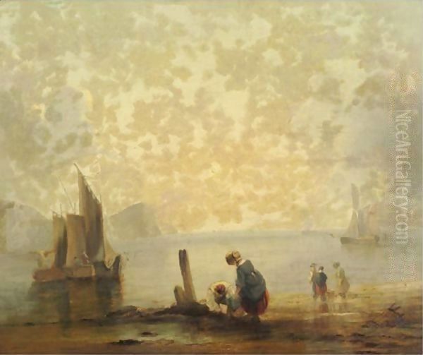 Coastal Scene Oil Painting by Richard Parkes Bonington