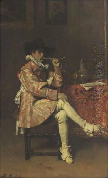 Smoking A Pipe Oil Painting by Ferdinand Victor Leon Roybet