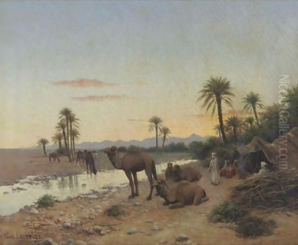 Rest At The Oasis Oil Painting by Jean Baptiste Paul Lazerges