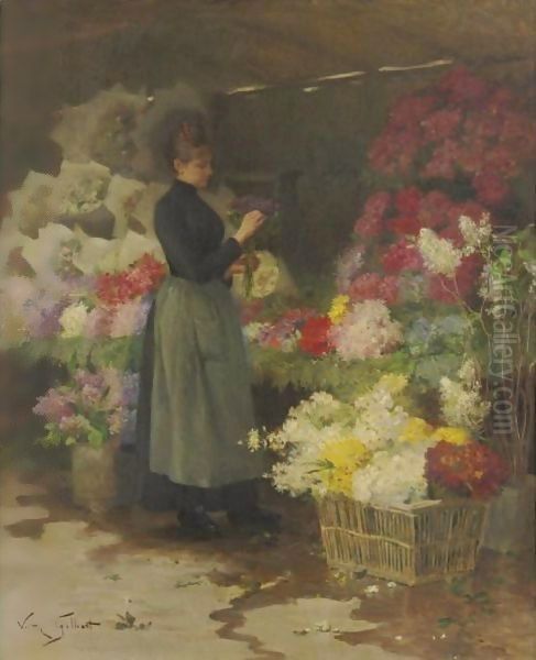 The Flower Market 2 Oil Painting by Victor-Gabriel Gilbert