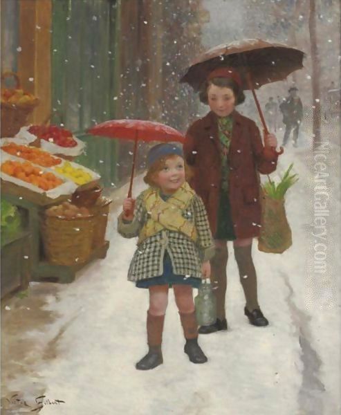 It's Snowing Oil Painting by Victor-Gabriel Gilbert