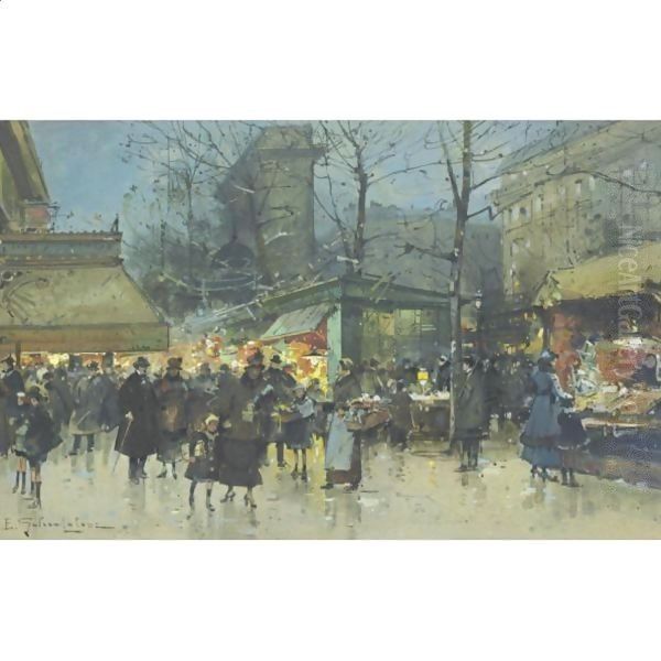 Les Grands Boulevards Oil Painting by Eugene Galien-Laloue