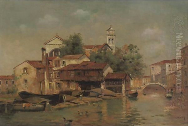 A View Of Venice 2 Oil Painting by Antonio Maria de Reyna