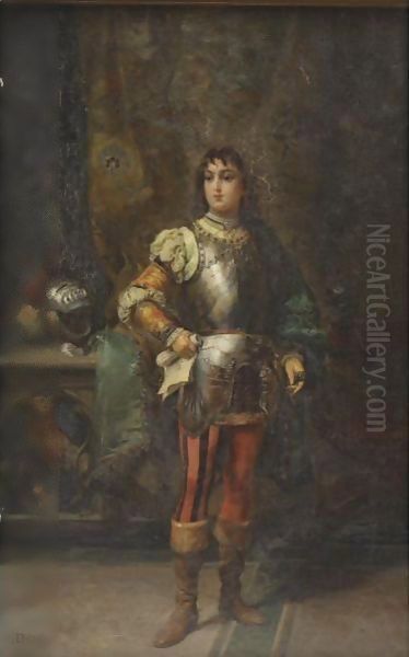 A Knight In Shining Armor Oil Painting by Cesare-Auguste Detti