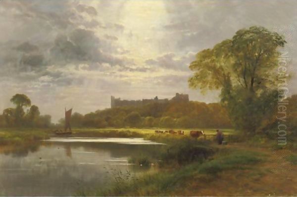 View Of Arundel Castle, Sussex Oil Painting by George Cole, Snr.