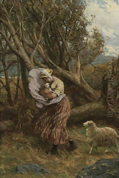 The Protective Shepherdess Oil Painting by Phillip Richard Morris