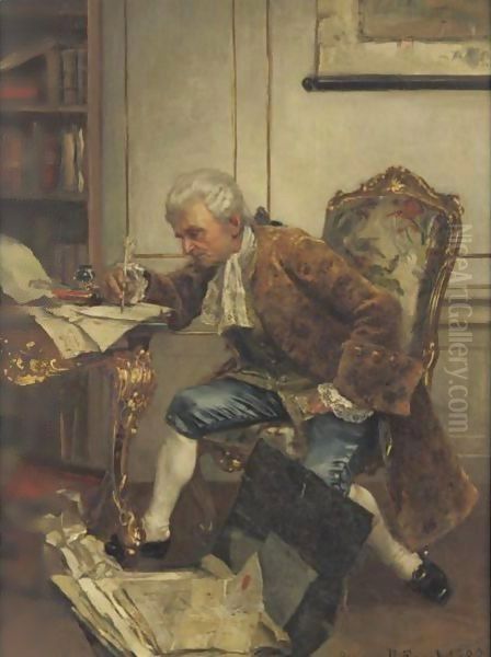 Keeping The Books Oil Painting by Rudolph Ernst