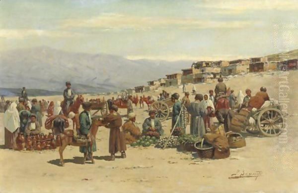 Desert Market Oil Painting by Richard Karlovich Zommer