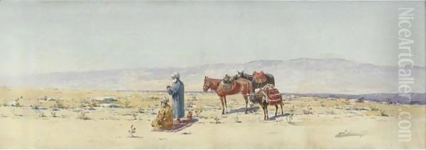 Praying Nomads Oil Painting by Richard Karlovich Zommer