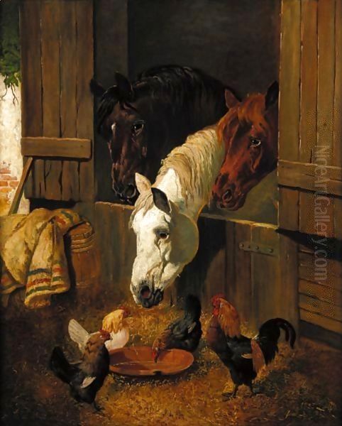 Feeding Time Oil Painting by John Frederick Herring Snr