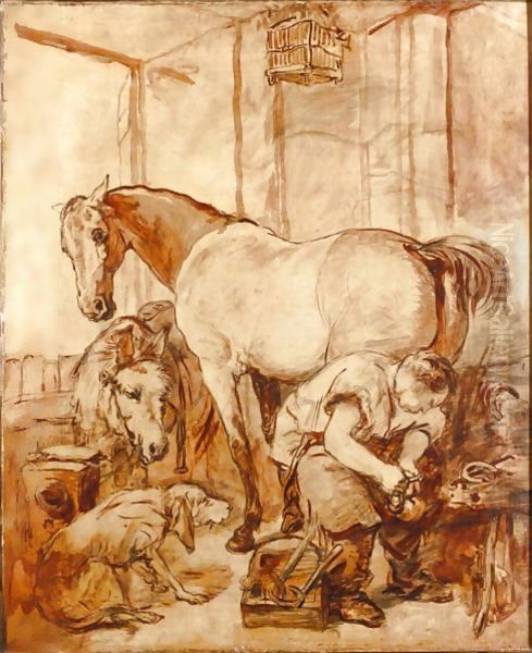 Shoeing Oil Painting by Landseer, Sir Edwin