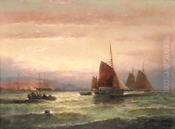 Sailing Boats Oil Painting by William A. Thornley or Thornbery