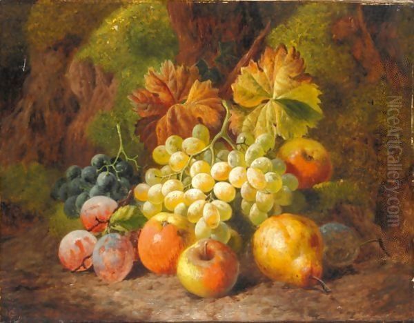 Still Life Of Apples, Pears, Plums And Grapes Oil Painting by Charles Thomas Bale