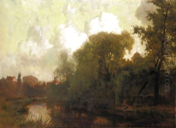 On The Tyne, East Linton Oil Painting by Robert Noble