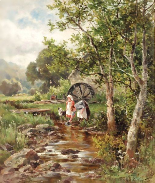 The Old Mill At Betws-Y-Coed Oil Painting by Henry Hillier Parker