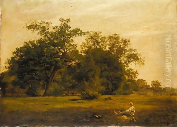 A Lazy Afternoon Oil Painting by Johann Sperl