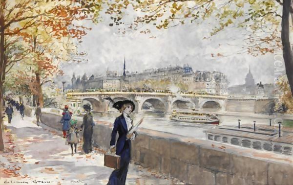 By The Banks Of The Seine Oil Painting by Georges Stein