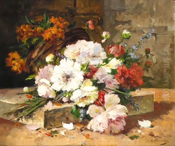 Still Life Of Peonies Oil Painting by Eugene Henri Cauchois