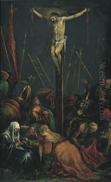 The Crucifixion Oil Painting by Jacopo Bassano (Jacopo da Ponte)