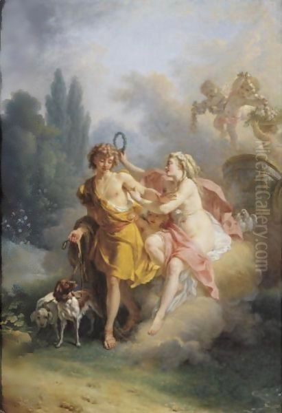 Venus And Adonis Oil Painting by Louis Lagrenee