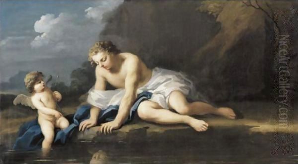 Narcissus And Cupid Oil Painting by Jacopo (Giacomo) Amigoni