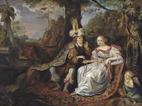 Judah And Tamar Oil Painting by Matthijs Naiveu