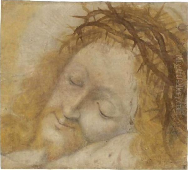 Head Of Christ, Crowned With Thorns Oil Painting by Bernardino Luini