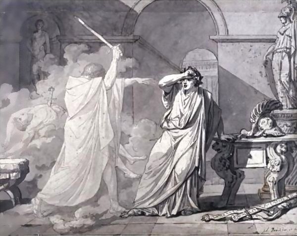 The Ghost Of Septimus Severus Appearing To Caracalla, After The Murder Of His Brother Geta Oil Painting by Jacques Louis David