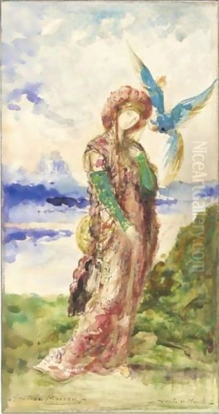 Devineresse A L'Oiseau Bleu Oil Painting by Gustave Moreau