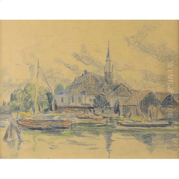 Bords De Riviere Oil Painting by Maximilien Luce