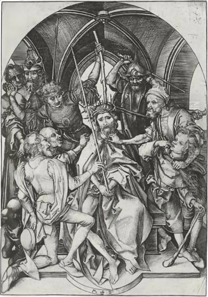 Christ Crowned With Thorns Oil Painting by Martin Schongauer