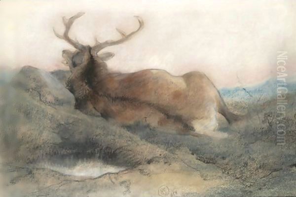 A Stag At Tarbet Oil Painting by Sir Edwin Henry Landseer