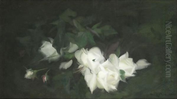 White Roses 2 Oil Painting by James Stuart Park