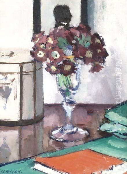 Still Life With Primulas And A Book Oil Painting by Francis Campbell Boileau Cadell