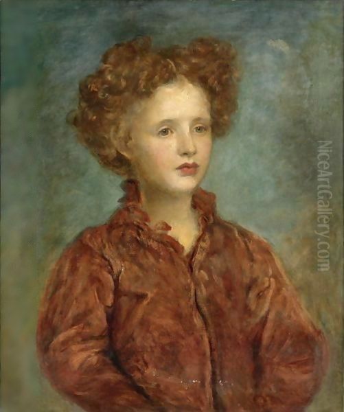 Portrait Of A Young Titled Girl Oil Painting by George Frederick Watts