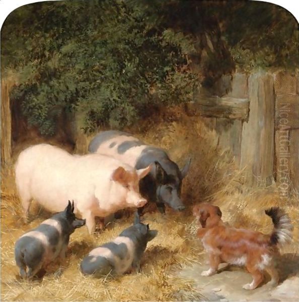 Farmyard Gossip Oil Painting by John Frederick Herring Snr