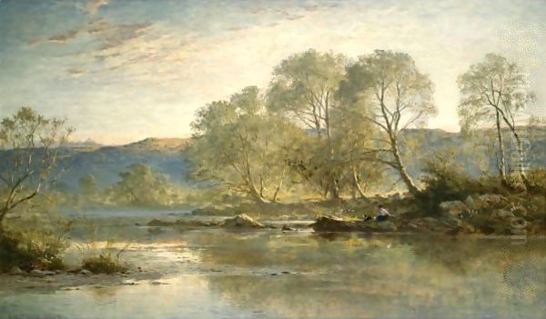 Sunny Evening, North Wales Oil Painting by Benjamin Williams Leader