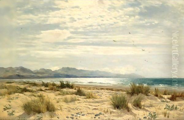 A Beach On The South West Coast Oil Painting by Benjamin Williams Leader