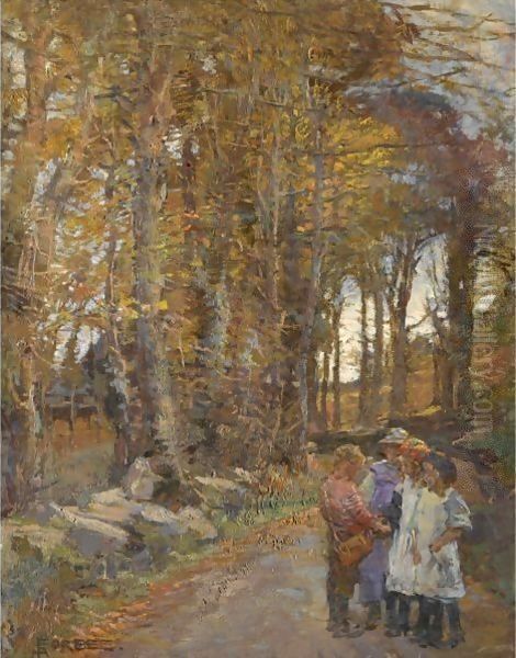 In The Lane Oil Painting by Elizabeth Stanhope Forbes