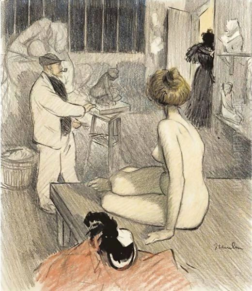 Dans L'Atelier Oil Painting by Theophile Alexandre Steinlen