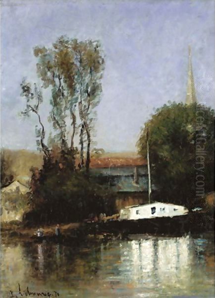 Un Bateau Sur La Seine Oil Painting by Albert Lebourg