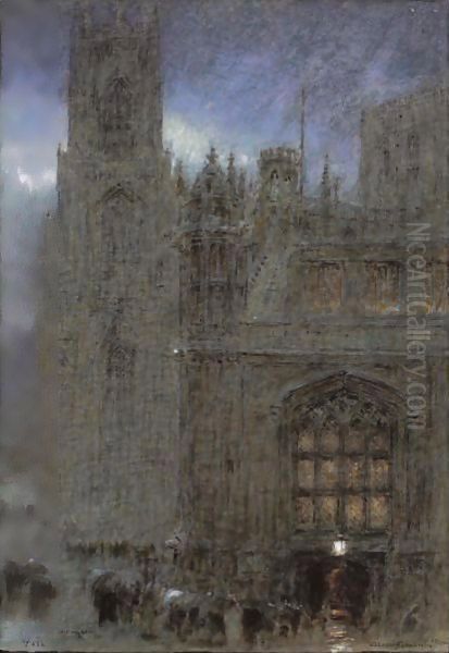 A Wet Night, York Oil Painting by Albert Goodwin