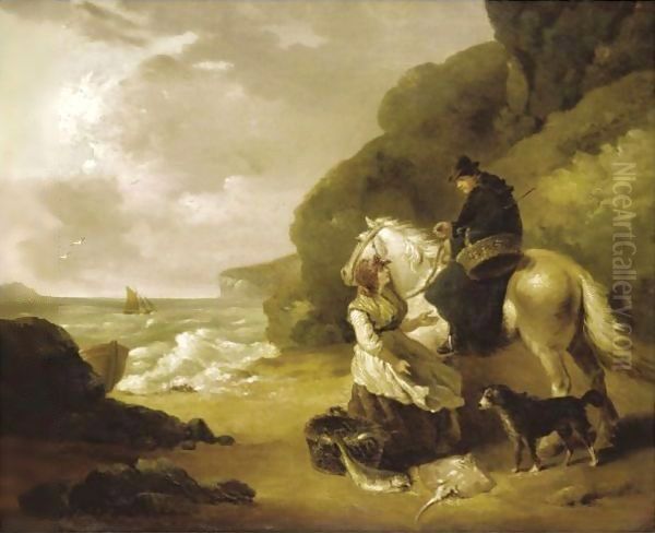 Fishermen By The Shore Oil Painting by George Morland