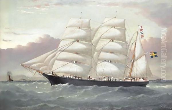 The Three Masted Barque 'Framat' Inward Bound For Liverpool Off The Coast Of North Wales Oil Painting by William H. Yorke