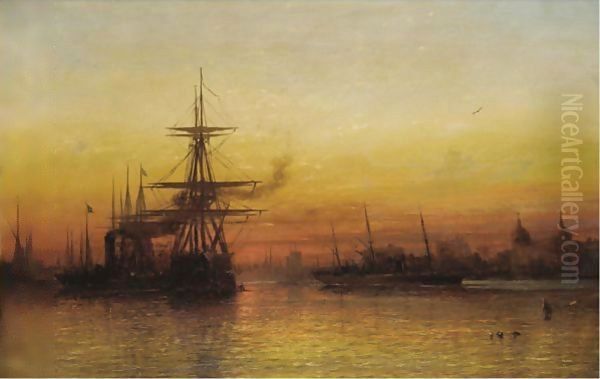 Sunset At Greenwich Oil Painting by Francis Danby