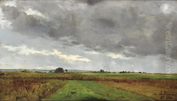 Landscape With Storm Clouds Oil Painting by Leon Germain Pelouse