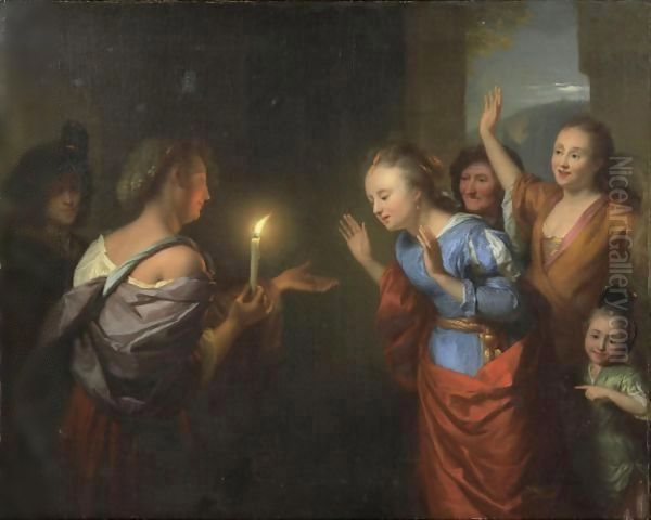 The Parable Of The Lost Piece Of Silver Oil Painting by Godfried Schalcken