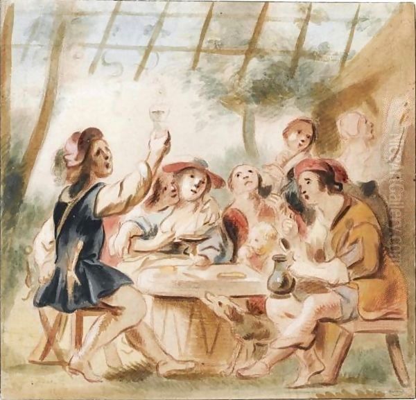 Merry Company Under An Arbour Oil Painting by Jacob Jordaens