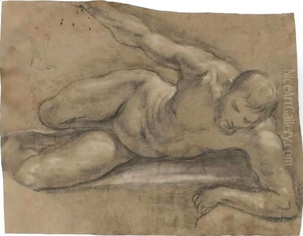 Reclining Nude, Turned To The Right Oil Painting by Central Italian School